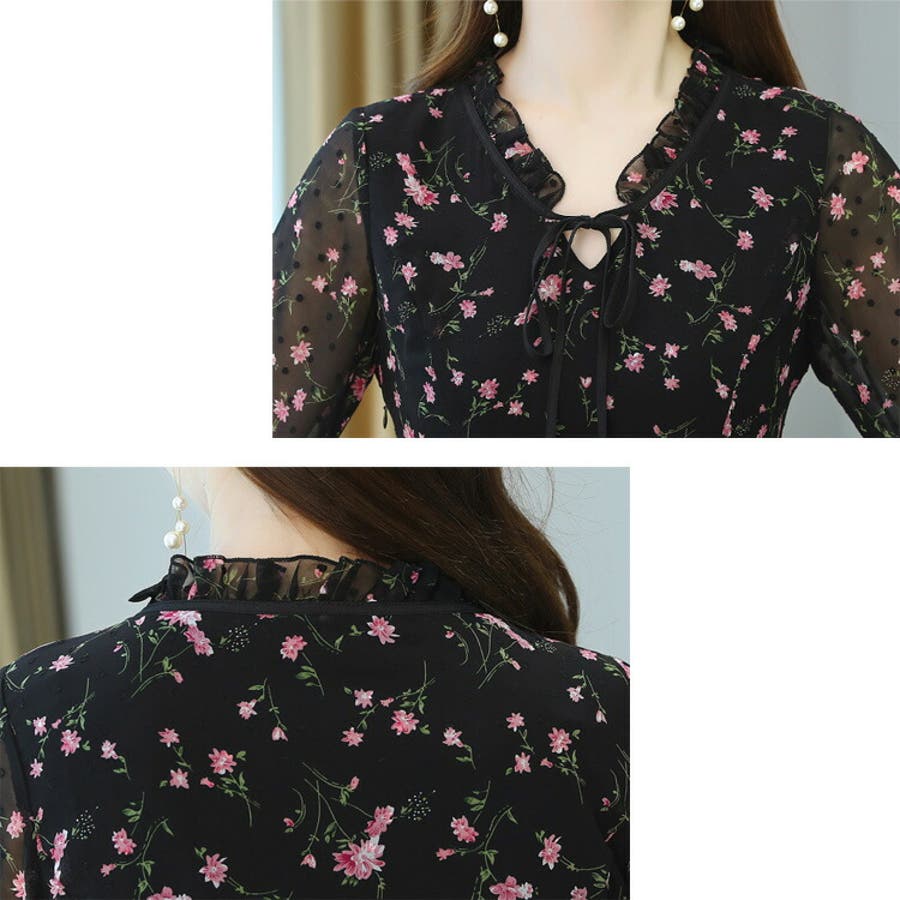 花柄 ワンピース ドット柄[品番：JSFW0010604]｜JS FASHION