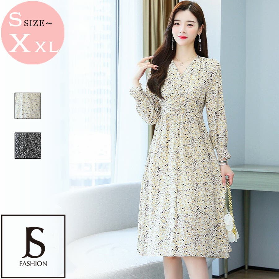 小花柄ワンピース 全2色 フロントボタン[品番：JSFW0010613]｜JS