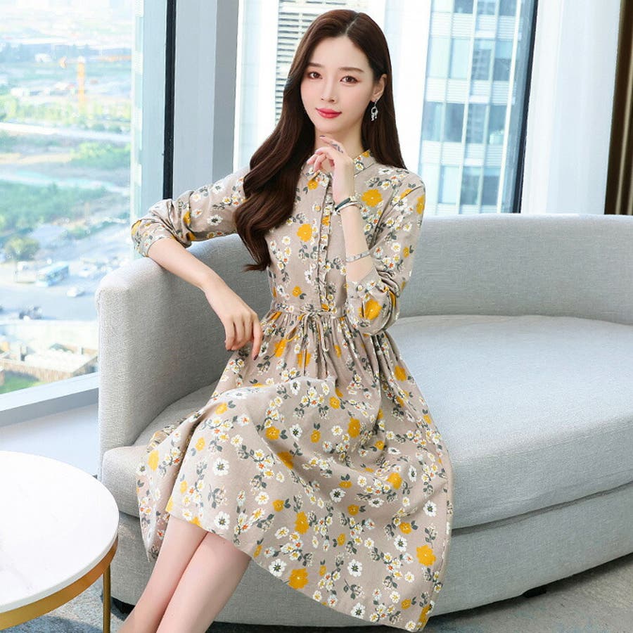 花柄ワンピース 全2色 Aライン[品番：JSFW0010617]｜JS FASHION