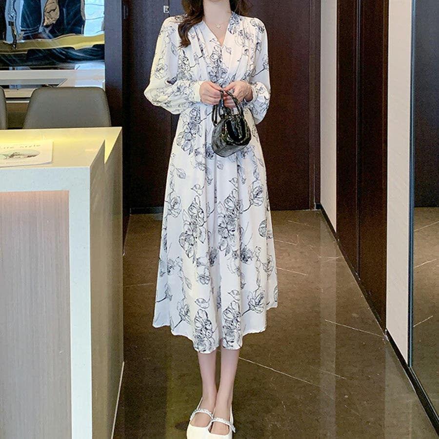花柄 ワンピース Vネック[品番：JSFW0010637]｜JS  FASHION（ジェーエスファッション）のレディースファッション通販｜SHOPLIST（ショップリスト）