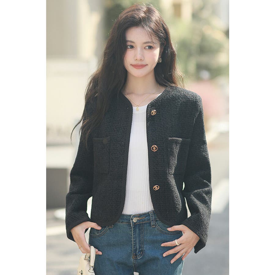 ツイードジャケット 全2色 ノーカラー[品番：JSFW0012484]｜JS  FASHION（ジェーエスファッション）のレディースファッション通販｜SHOPLIST（ショップリスト）