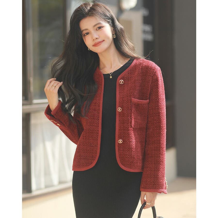 ツイードジャケット 全2色 ノーカラー[品番：JSFW0012484]｜JS  FASHION（ジェーエスファッション）のレディースファッション通販｜SHOPLIST（ショップリスト）