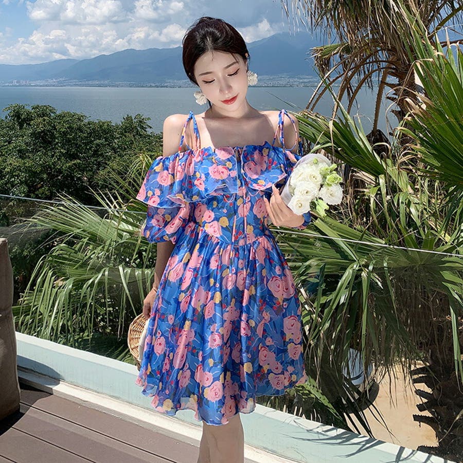 魅力的な リゾートワンピ ミニワンピ 花柄ワンピ[品番：JSFW0010405]｜JS ワンピース