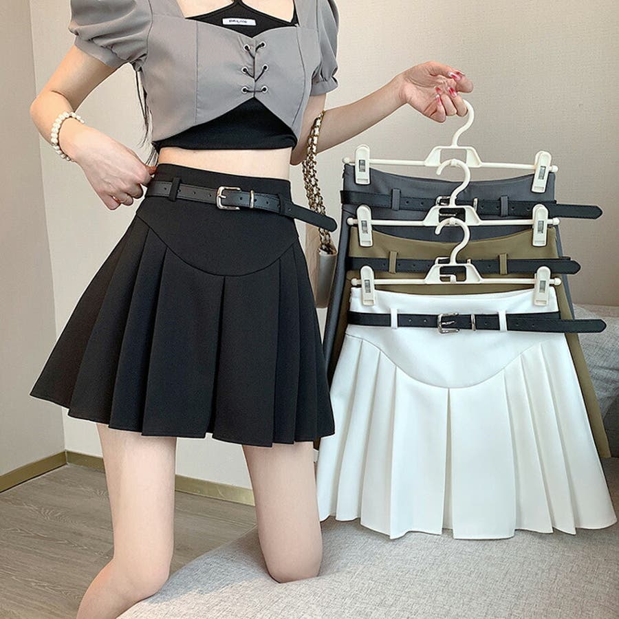 プリーツスカート 全4色 ベルト付き[品番：JSFW0010222]｜JS