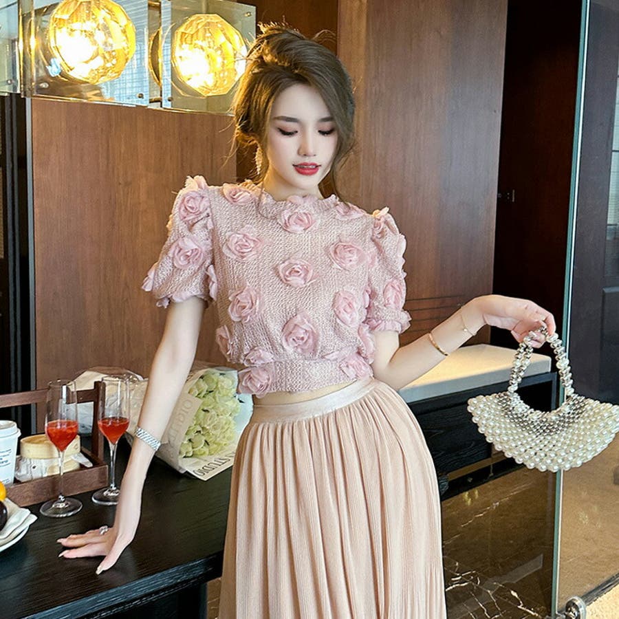 ✩新品✩ ローズピンクのトップス スカート