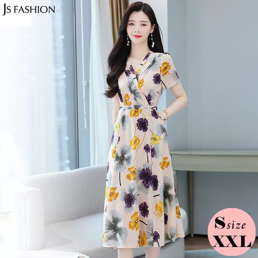 100％本物保証！ 花柄 ワンピース Aライン[品番：JSFW0010219]｜JS FASHION ひざ丈ワンピース