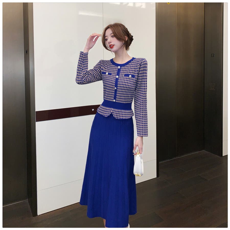 チェック柄 ニットワンピース 全2色[品番：JSFW0012005]｜JS