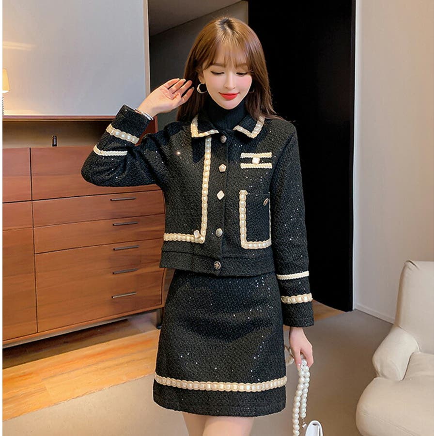 ツイード風 セットアップ 上下セット[品番：JSFW0011824]｜JS  FASHION（ジェーエスファッション）のレディースファッション通販｜SHOPLIST（ショップリスト）
