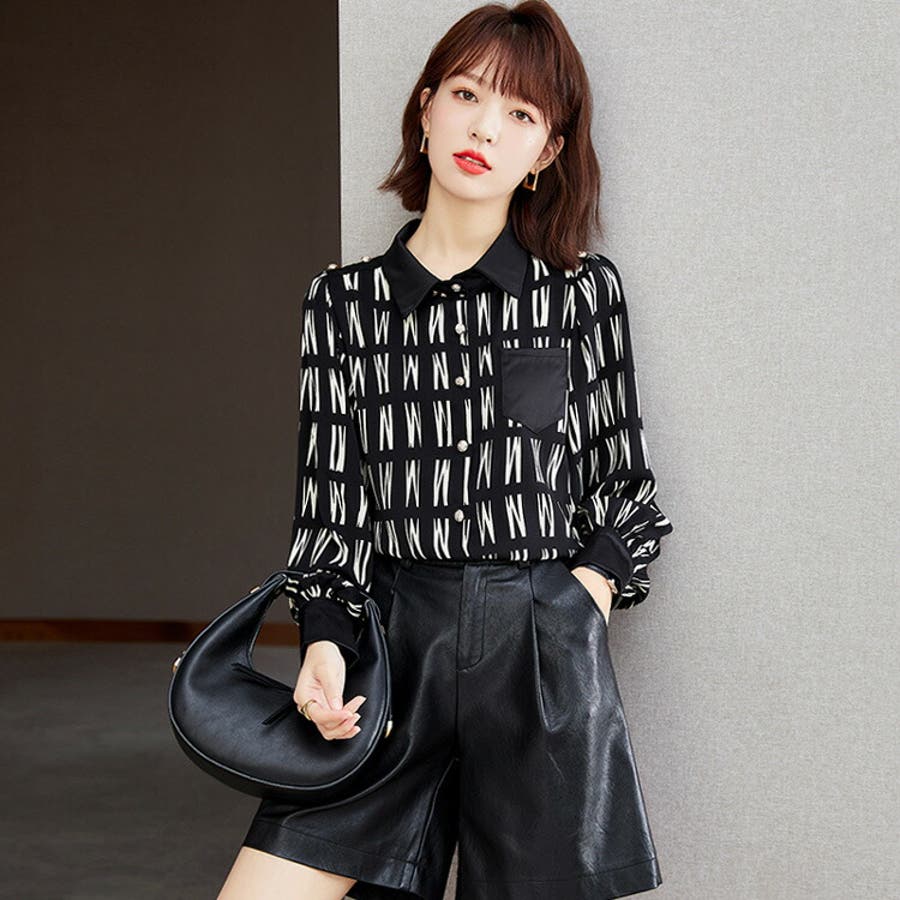シャツ 柄プリント ブラウス[品番：JSFW0012714]｜JS FASHION