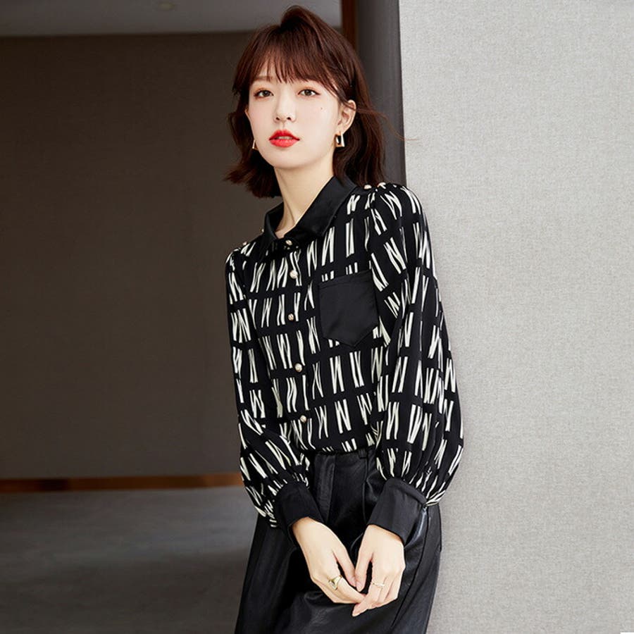 シャツ 柄プリント ブラウス[品番：JSFW0012714]｜JS FASHION