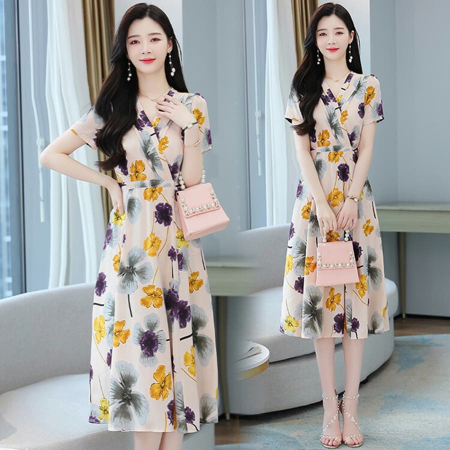 高級品市場 花柄 ワンピース Aライン[品番：JSFW0010219]｜JS FASHION ワンピース