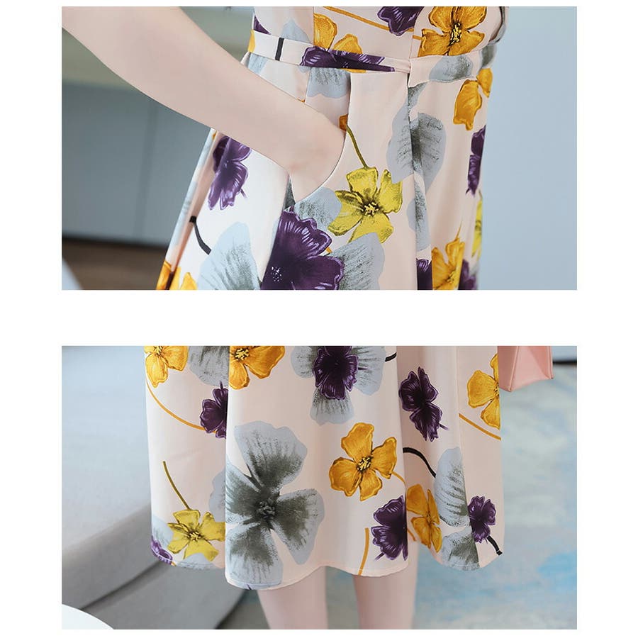 花柄 ワンピース Aライン[品番：JSFW0010219]｜JS FASHION
