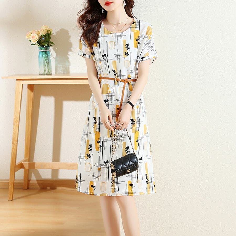 【GINGER掲載商品】 花柄 ワンピース ベルト付き[品番：JSFW0010382]｜JS FASHION ワンピース