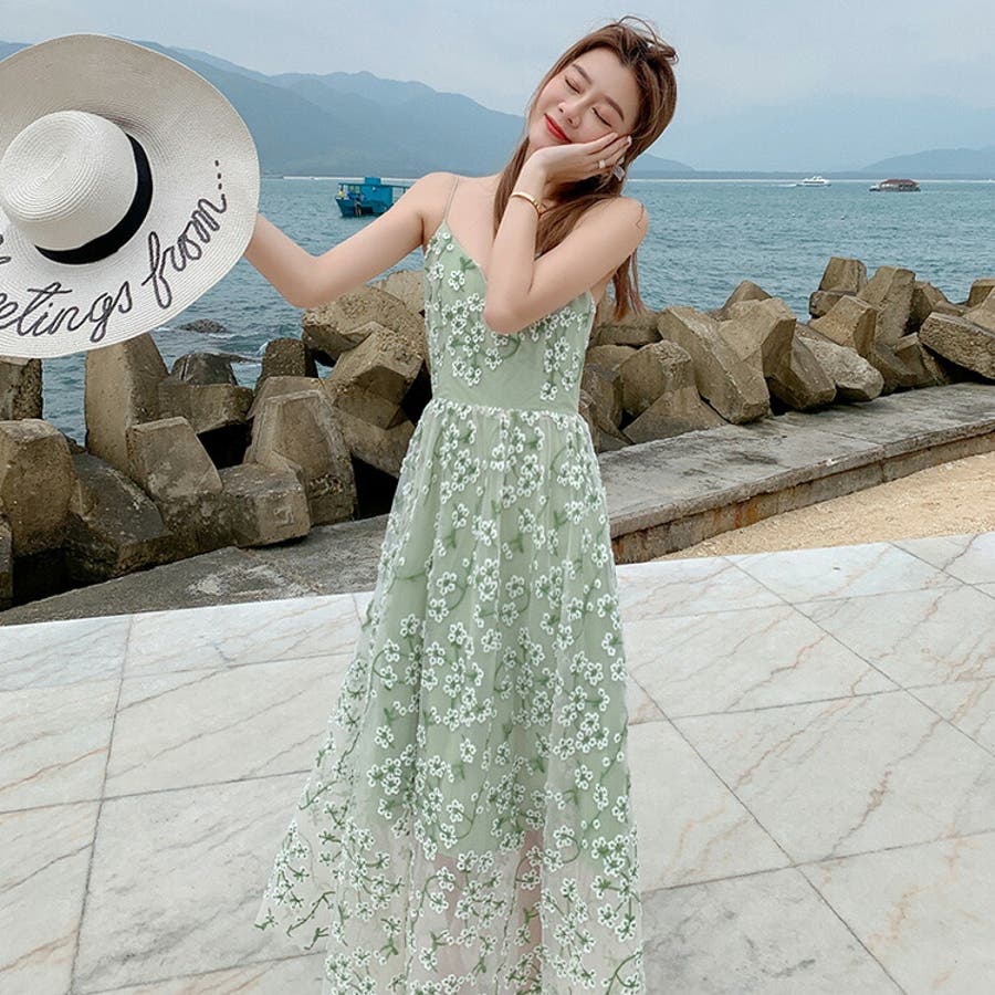 リゾートワンピ 花柄 刺繍[品番：JSFW0010447]｜JS FASHION（ジェー 