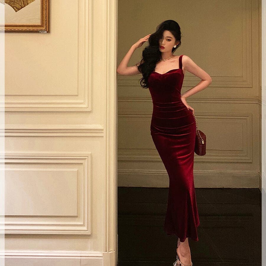 極美品 Mermaid Line MMJ フラダンス ロングワンピース ベロア ロングドレス ベロア マーメイド[品番：JSFW0012612]｜JS