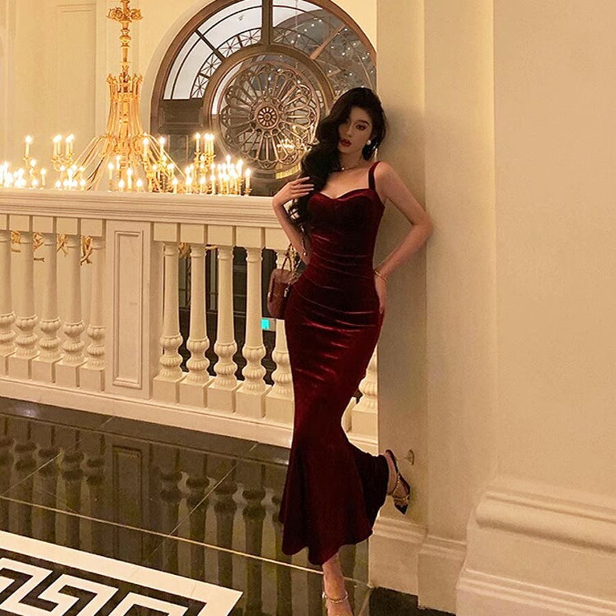 ロングドレス ベロア マーメイド[品番：JSFW0012612]｜JS FASHION