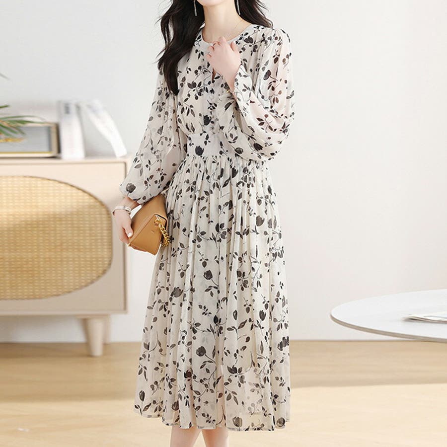【メーカー公式ショップ】 花柄ワンピース Aライン[品番：JSFW0012739]｜JS シフォン ワンピース
