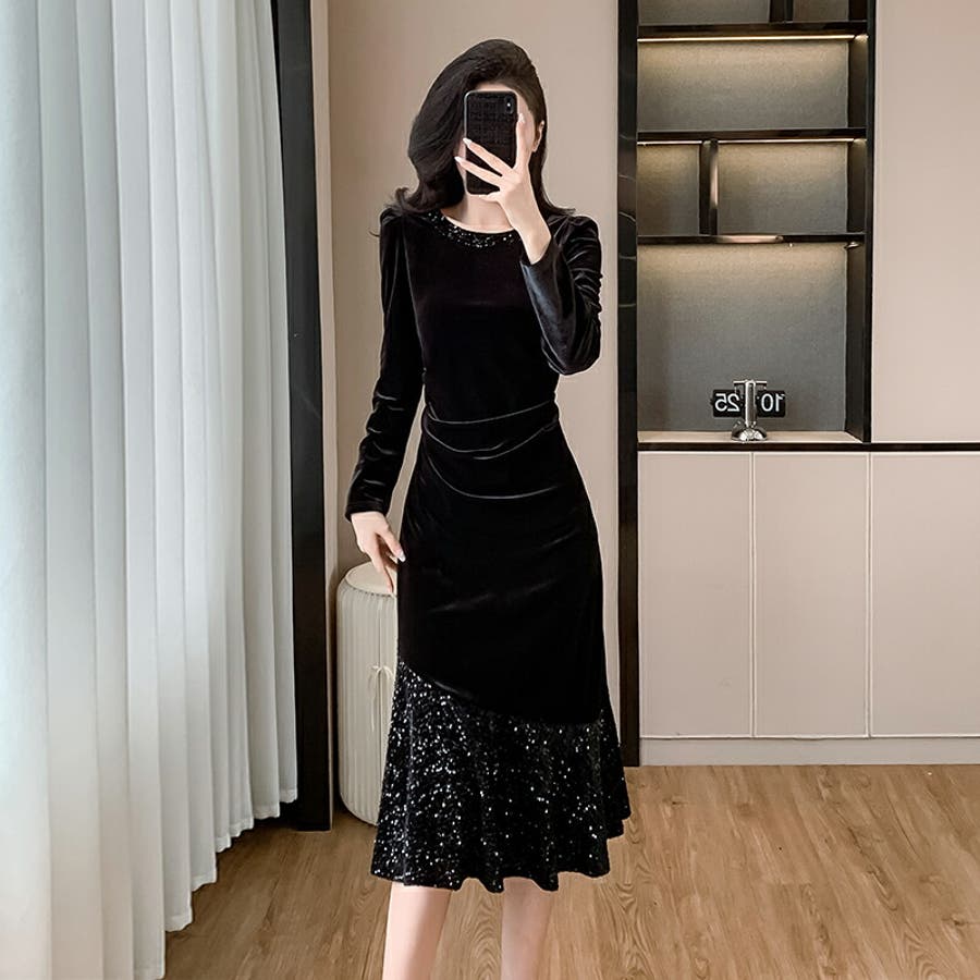 パーティードレス 全2色 ベロアワンピース[品番：JSFW0014575]｜JS  FASHION（ジェーエスファッション）のレディースファッション通販｜SHOPLIST（ショップリスト）