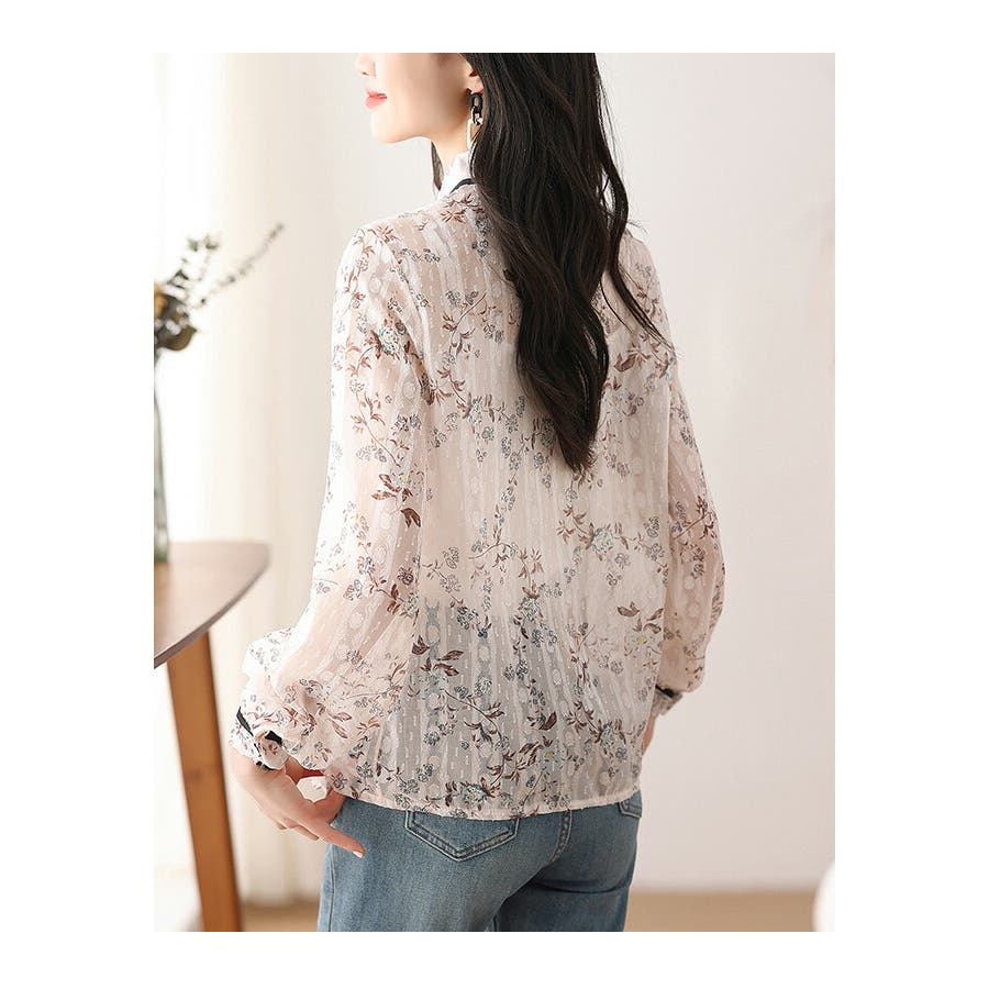 花柄ブラウス シースルー シアーブラウス[品番：JSFW0013241