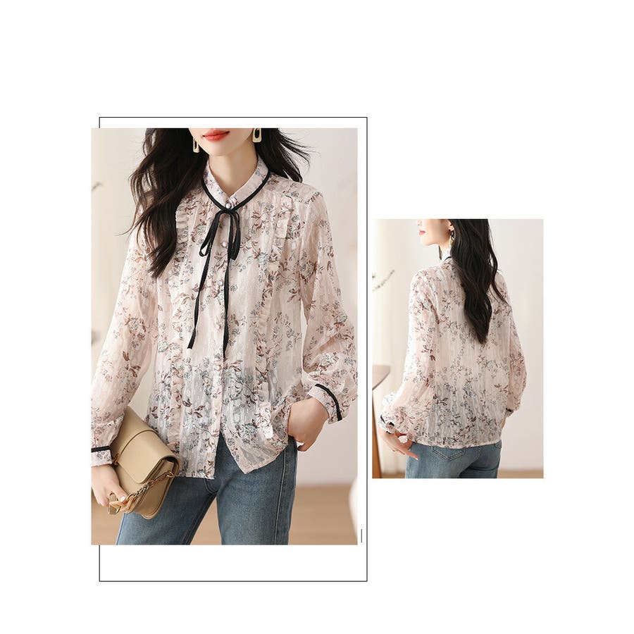 花柄ブラウス シースルー シアーブラウス[品番：JSFW0013241