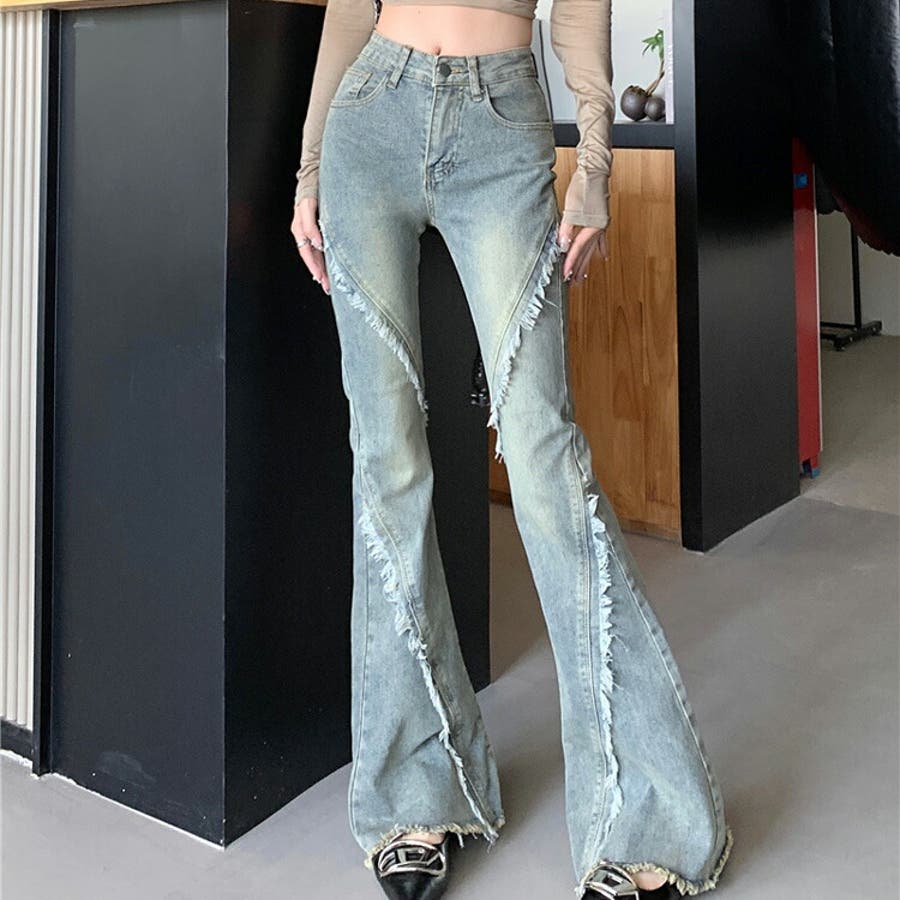 デニムパンツ ブーツカット フリンジ[品番：JSFW0012896]｜JS