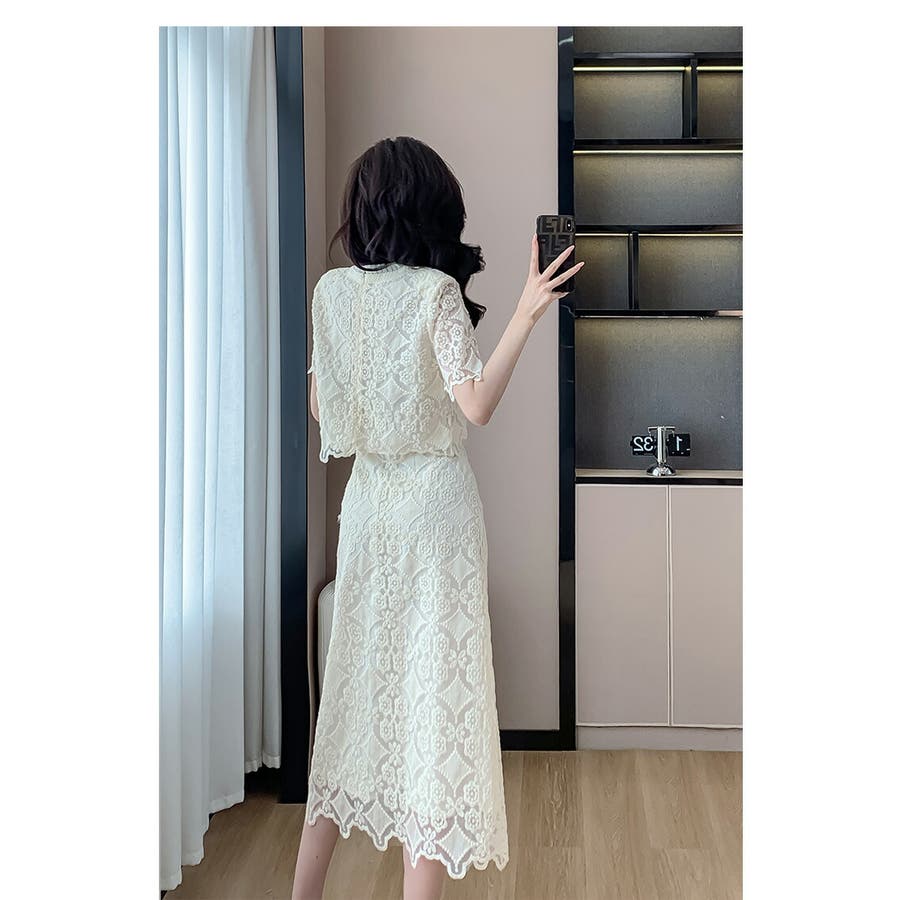 セットアップ レーストップス ロングスカート[品番：JSFW0013610
