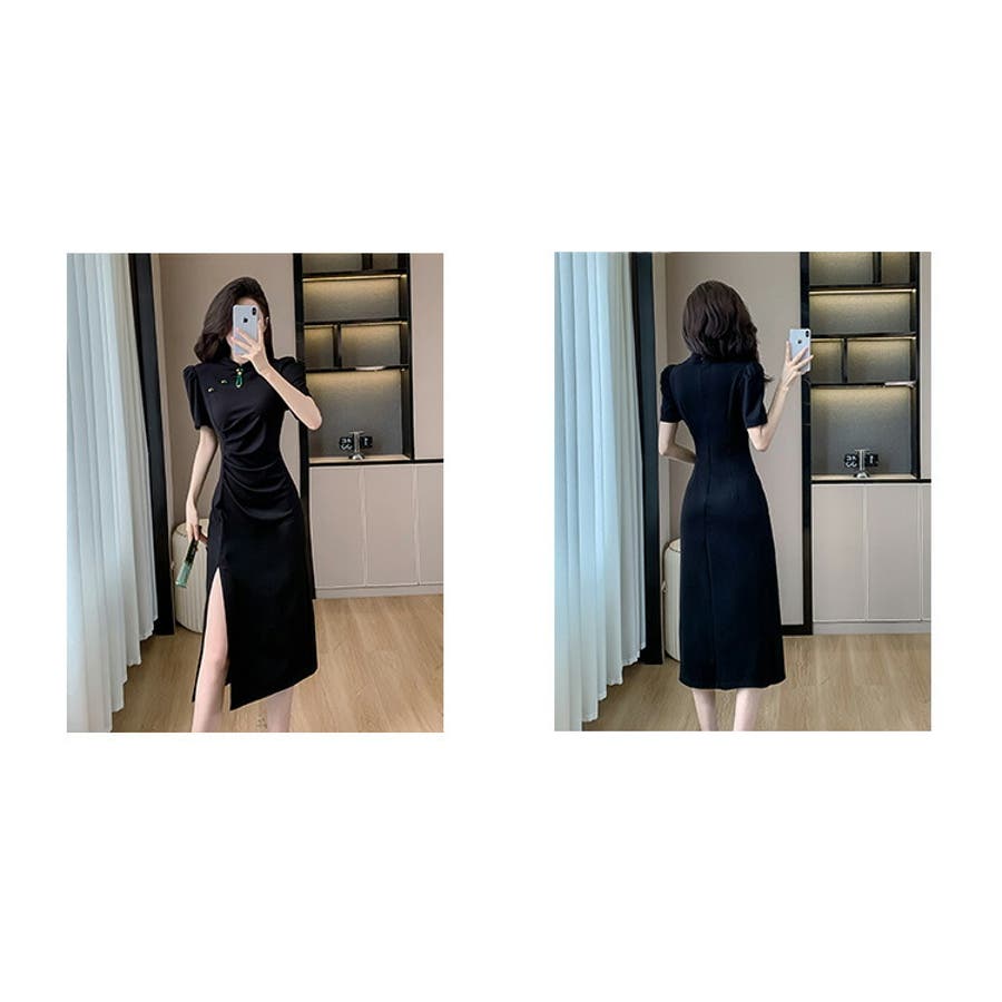 パーティードレス チャイナドレス風 パフスリーブ[品番：JSFW0013540]｜JS  FASHION（ジェーエスファッション）のレディースファッション通販｜SHOPLIST（ショップリスト）