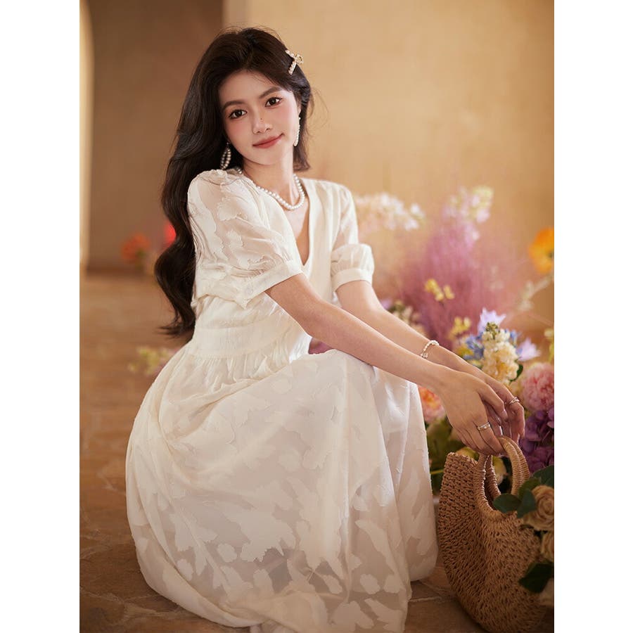 ワンピース 白 柄プリント[品番：JSFW0013487]｜JS FASHION