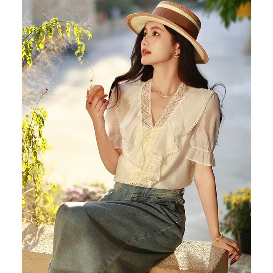 【美品】 ブラウス レース FASHION フリル[品番：JSFW0013503]｜JS トップス