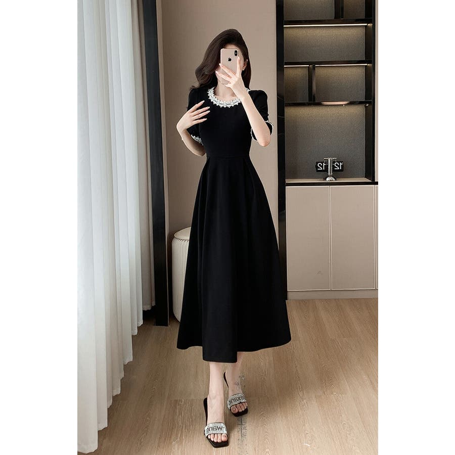 ワンピース Aライン 袖レース[品番：JSFW0013887]｜JS FASHION