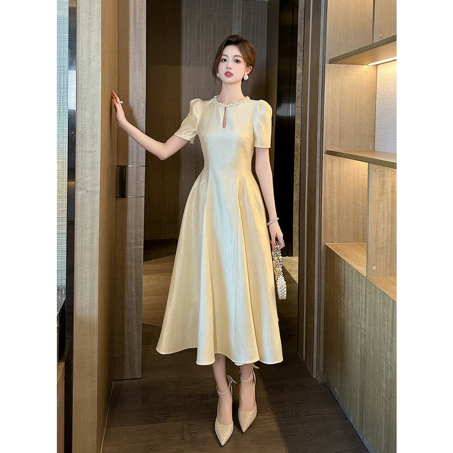 Aライン ワンピース ビジュー[品番：JSFW0014008]｜JS FASHION