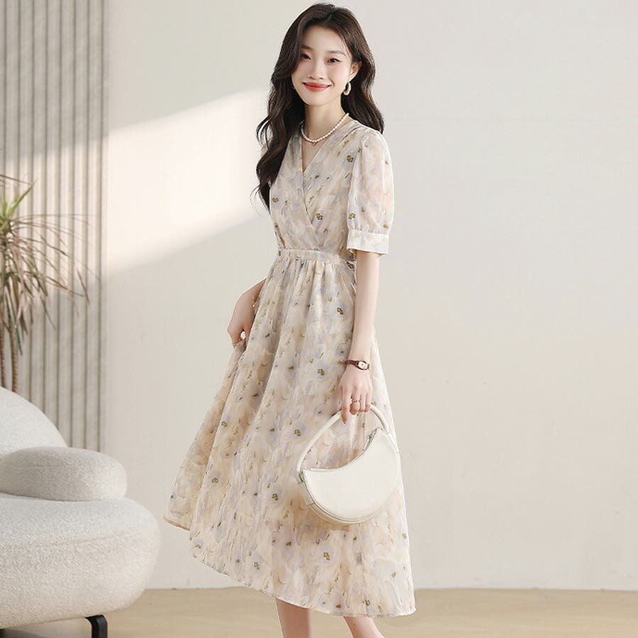 新作モデル 花柄 ワンピース シフォン[品番：JSFW0014083]｜JS FASHION ワンピース