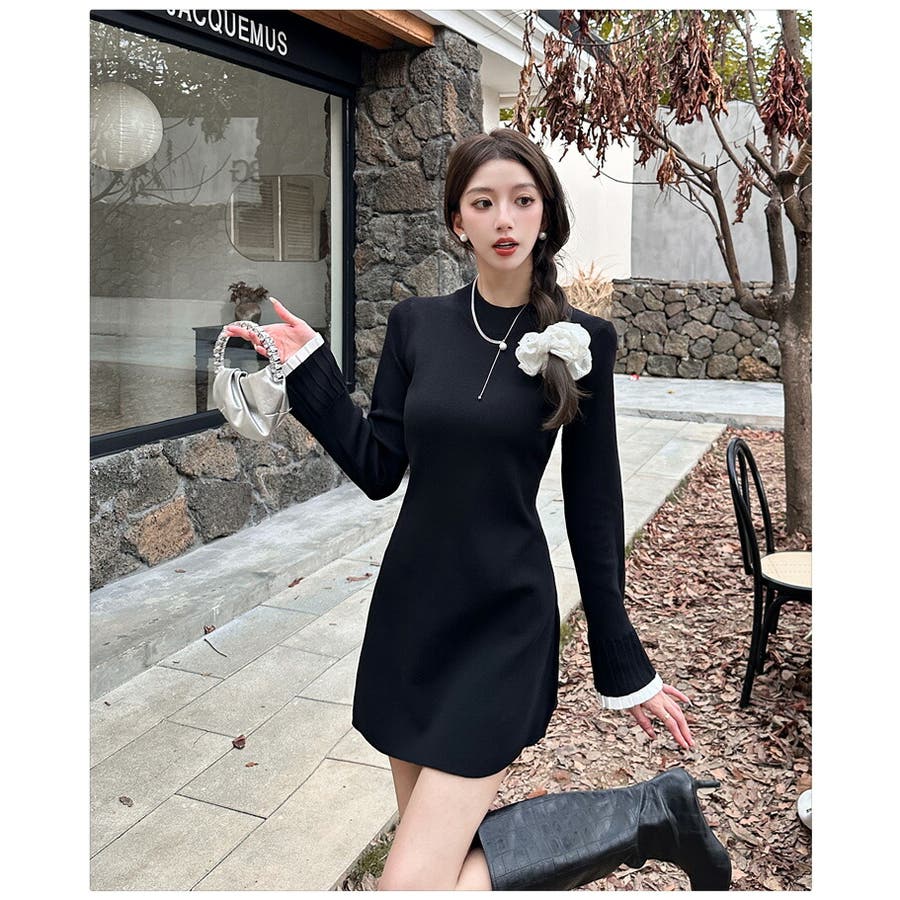 ニットワンピース ミニ丈 全2色[品番：JSFW0014283]｜JS FASHION