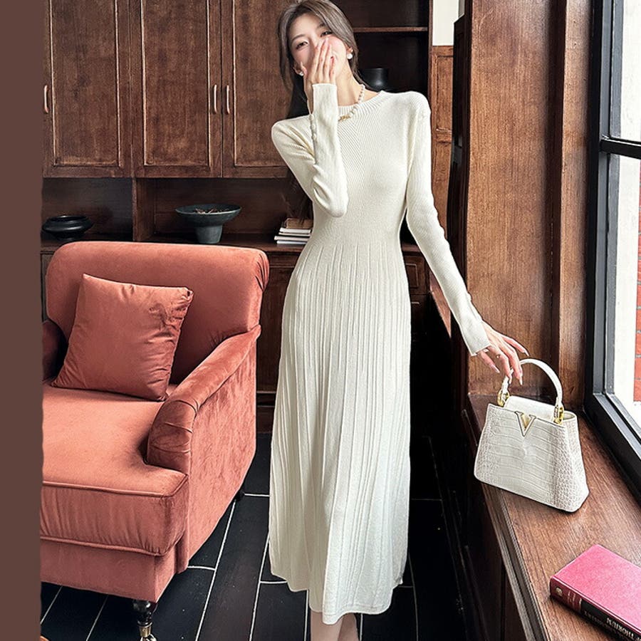 ニットワンピース ロング丈 全4色