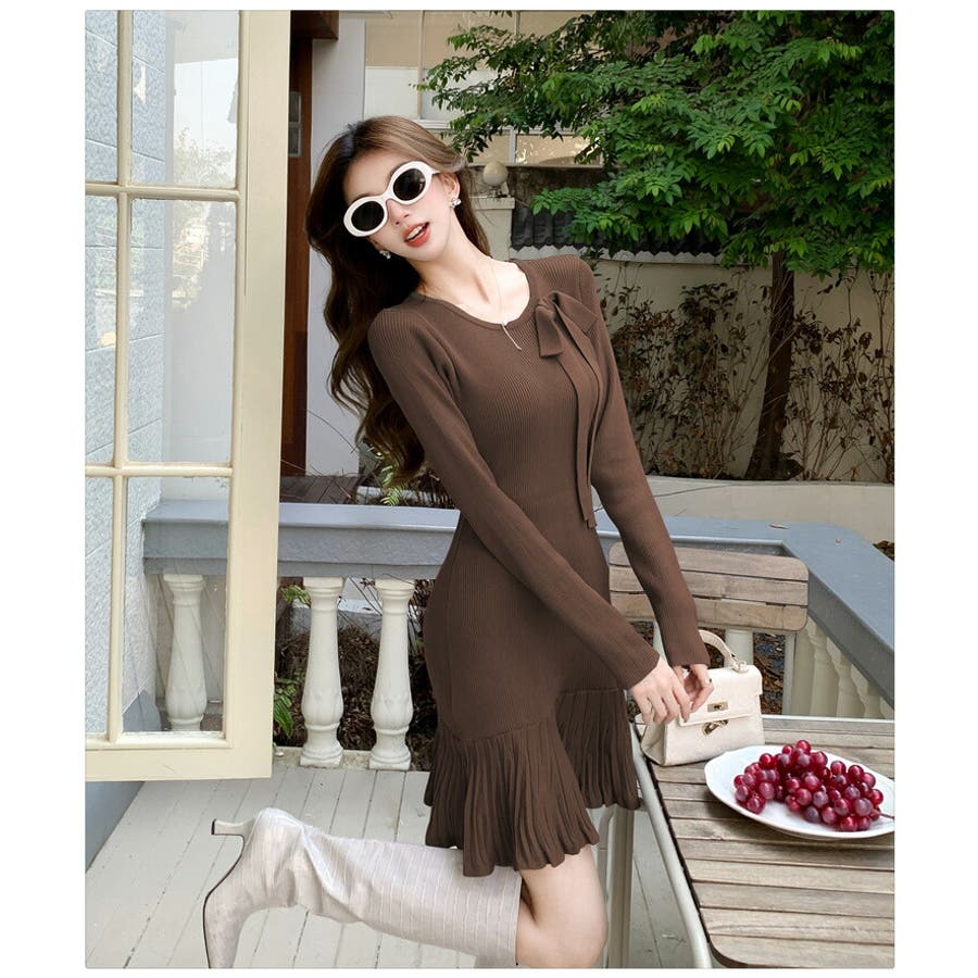 ニットワンピース リボン 全4色[品番：JSFW0014358]｜JS  FASHION（ジェーエスファッション）のレディースファッション通販｜SHOPLIST（ショップリスト）