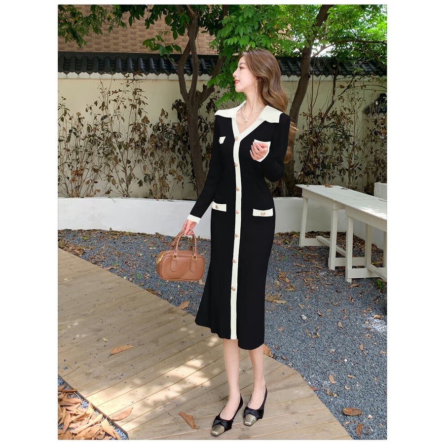 バイカラー ニットワンピース 全2色[品番：JSFW0014298]｜JS  FASHION（ジェーエスファッション）のレディースファッション通販｜SHOPLIST（ショップリスト）