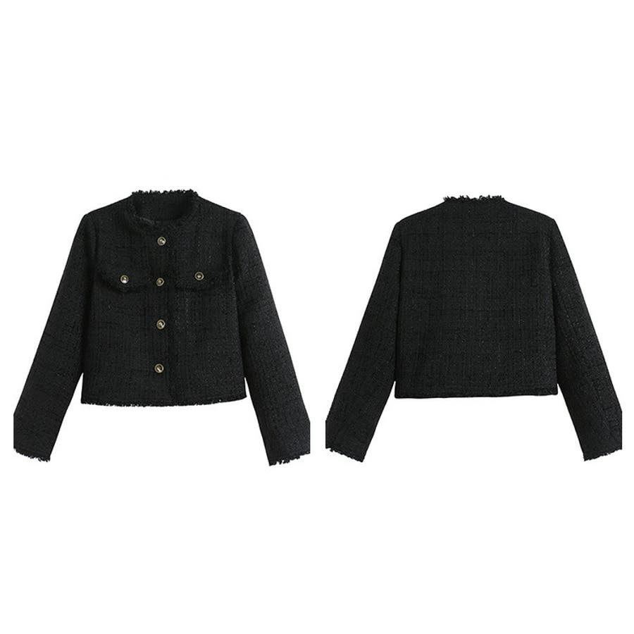 ツイードジャケット 黒 ノーカラージャケット[品番：JSFW0014242]｜JS  FASHION（ジェーエスファッション）のレディースファッション通販｜SHOPLIST（ショップリスト）