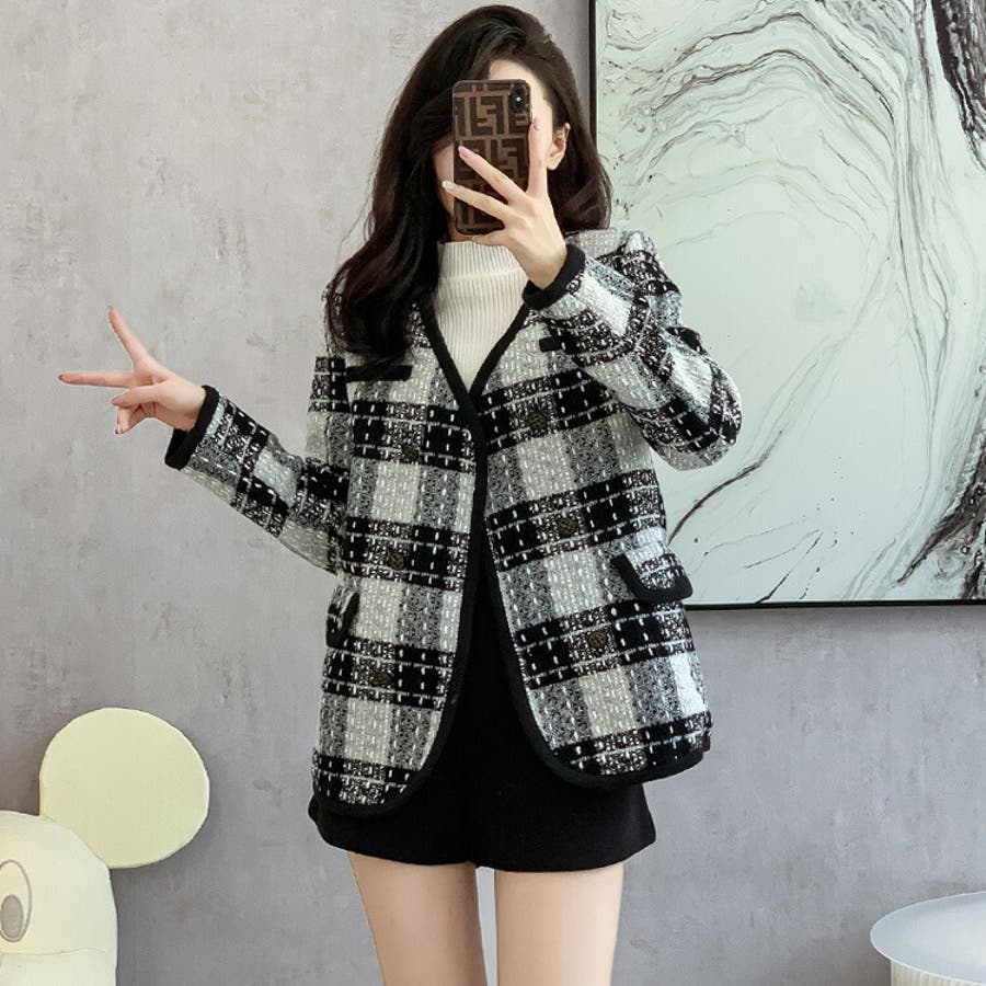 ツイードジャケット チェック柄 ダブルボタン[品番：JSFW0015296]｜JS