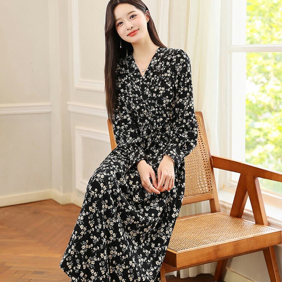 花柄 ワンピース シフォン[品番：JSFW0014827]｜JS FASHION