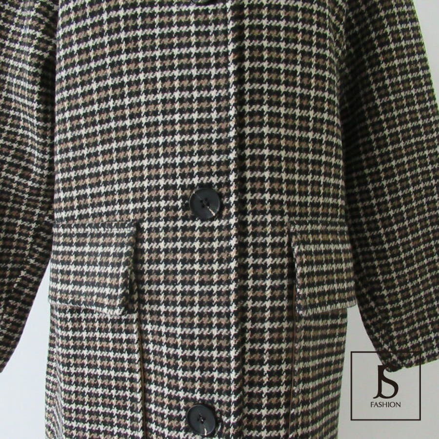 ロングコート チェック柄 ステンカラー[品番：JSFW0006256]｜JS