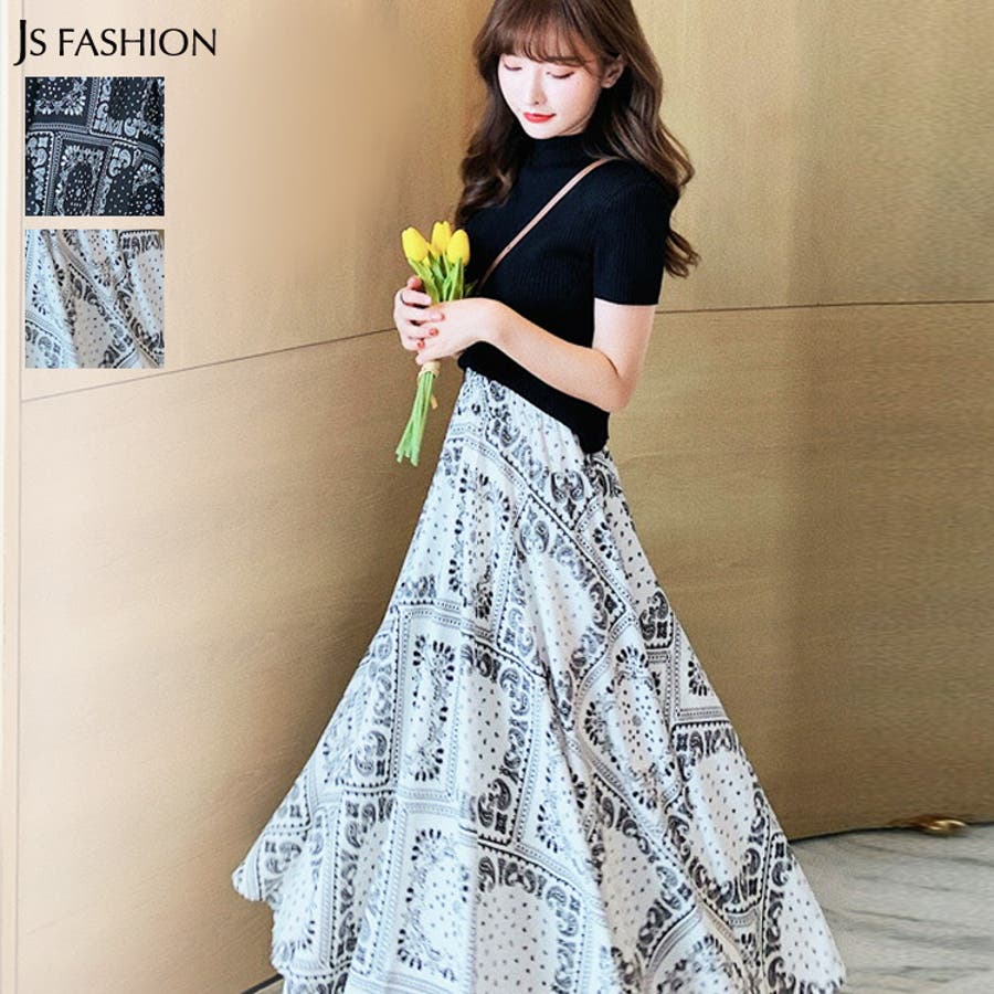 ロングスカート ペイズリー柄 ロング丈[品番：JSFW0008395]｜JS