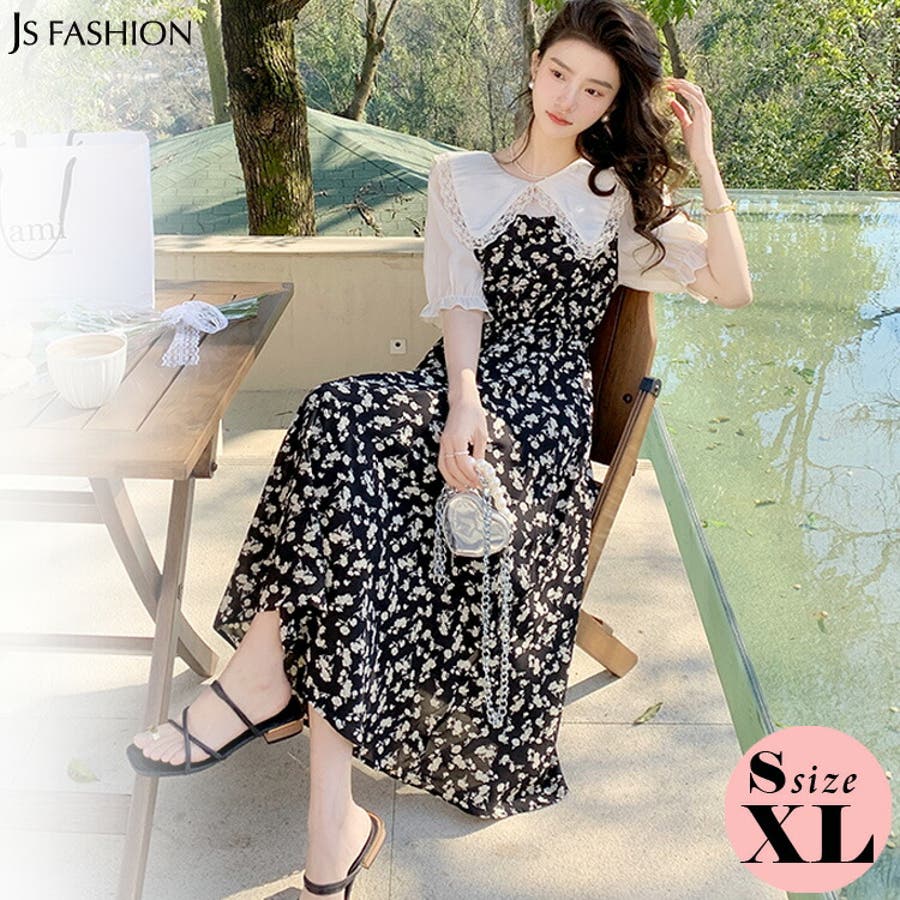 花柄 ワンピース Aライン[品番：JSFW0010370]｜JS FASHION