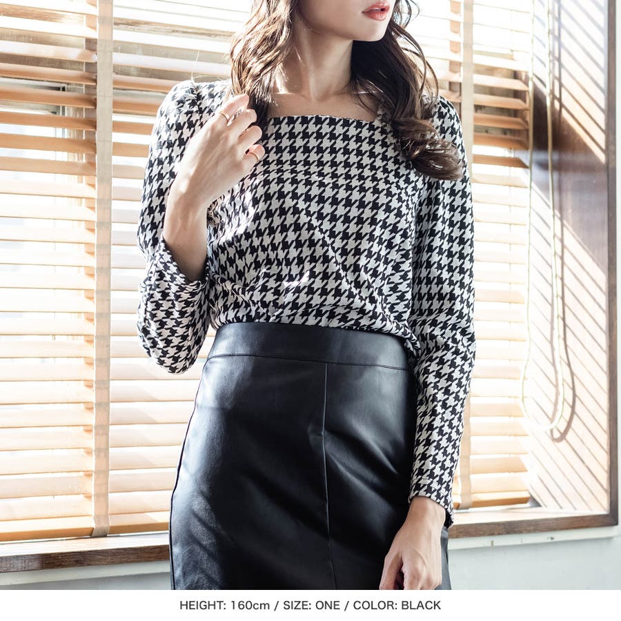 千鳥柄 ブラウス チェック柄[品番：JSFW0011616]｜JS FASHION