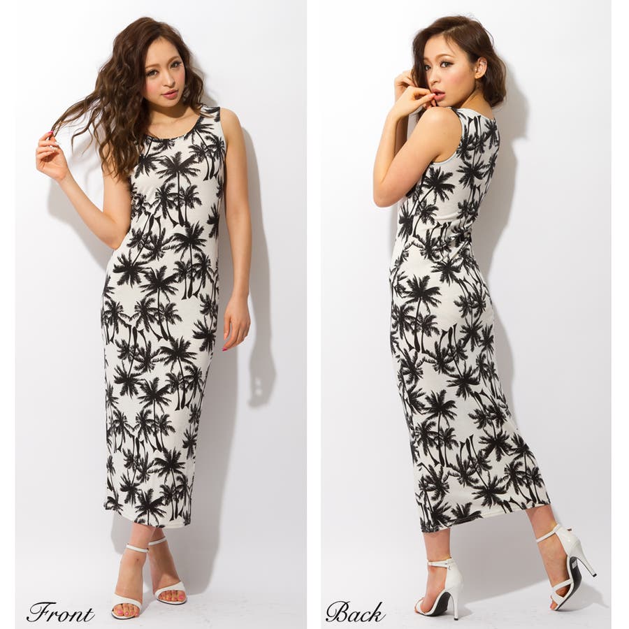 夏新作 ヤシの木柄ノースリーブマキシワンピース ロングワンピース 品番 Ba Julia Boutique ジュリアブティック のレディースファッション通販 Shoplist ショップリスト