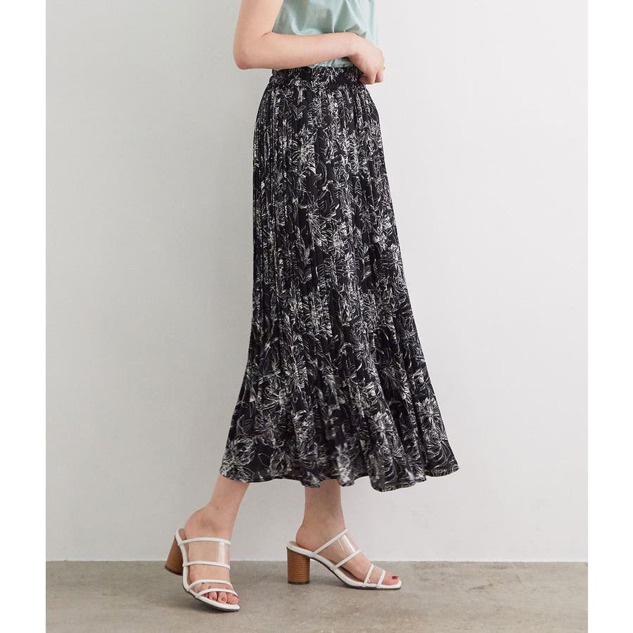 超美品 線花柄ジョーゼットプリーツスカート[品番：VISW0006445]｜VIS スカート