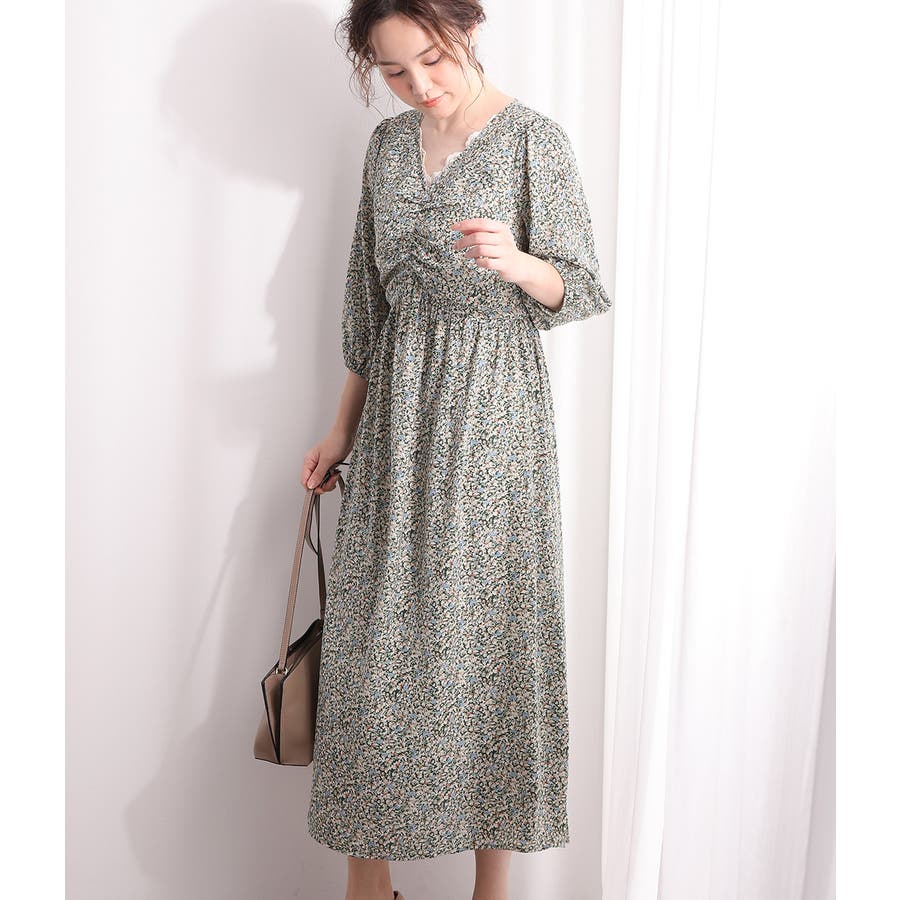 フロントギャザー花柄ワンピース[品番：VISW0006506]｜VIS （ビス 