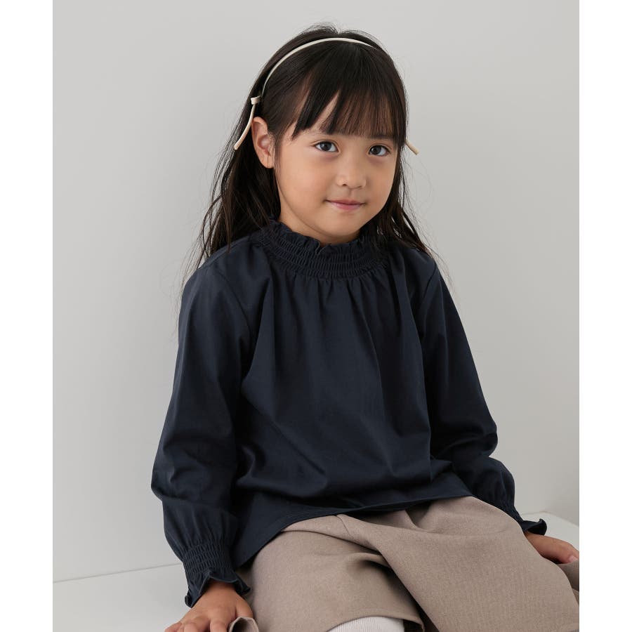 KIDS】スタンドフリルシャーリングカットソートップス[品番