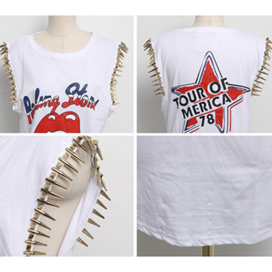 【メール便可】【ts14431】ロックテイストでとてもユニーク♪アメリカ星条旗デザイン鋲付きノースリーブTシャツ 14431_06.jpg