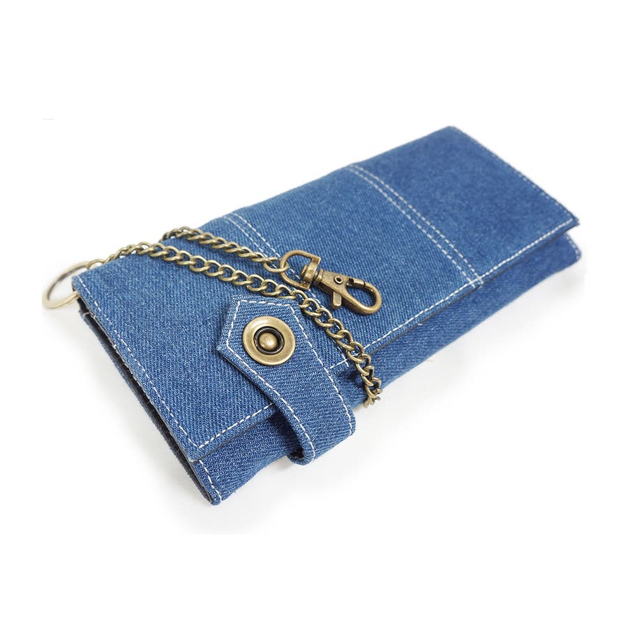 EVISU　デニム チェーン付き長財布 希少】EVISU デニム加工 長財布 エヴィス ど根性3号 JEANING 赤