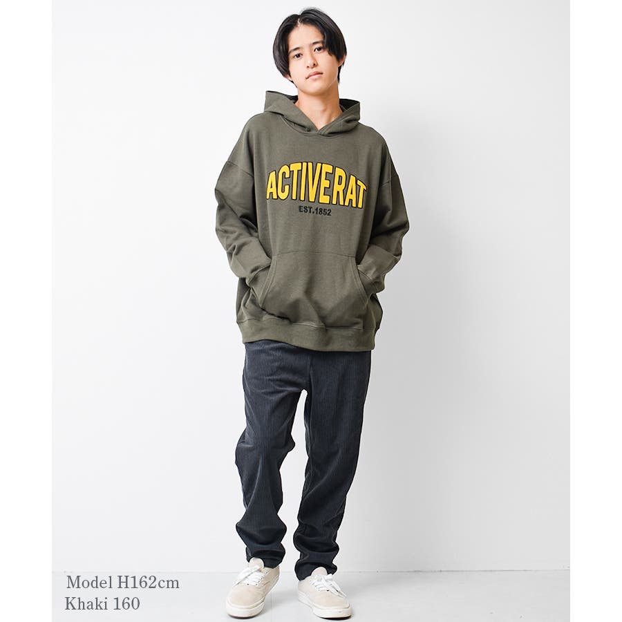 裏起毛ロゴアップリケ刺繍フーディー パーカー スウェット[品番